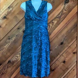 Marina Beaded with sequins and Lace Blue Dress